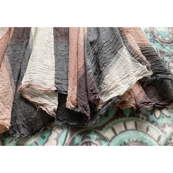 Sundance Boho Long Layered Peasant Skirt Lagenlook Women XS Pink Gray Plaid - Picture 13 of 13